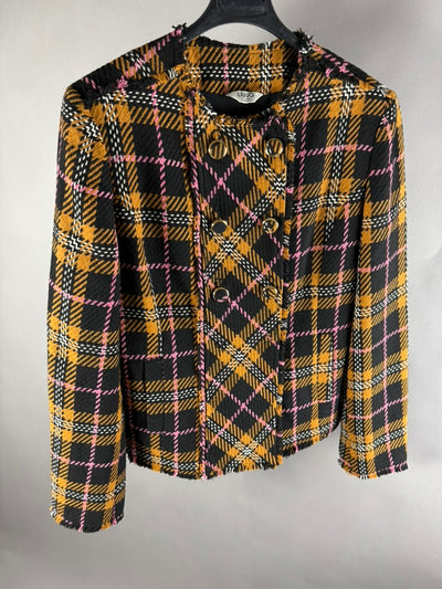 Giacca Liu Jo a quadri tartan senape e nera taglia 44