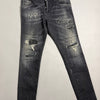 Jeans uomo DSQUARED2 grigio scuro effetto consumato con strappi, vista frontale intera