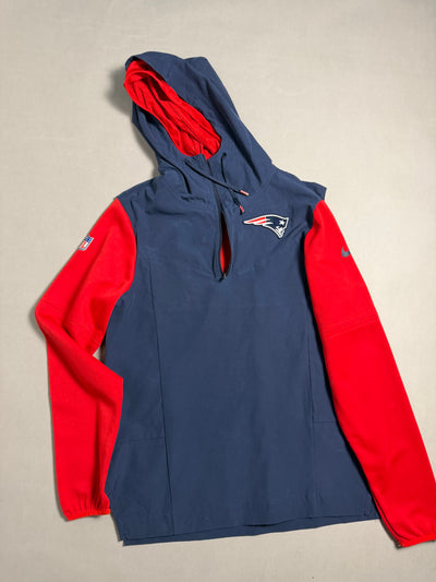 Giacca a vento Nike NFL New England Patriots blu navy e rossa con mezza zip e cappuccio