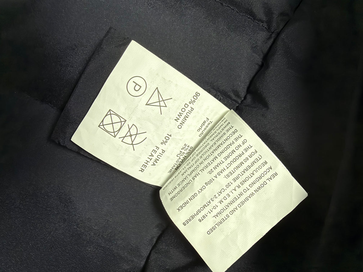 Etichetta composizione materiali con specifica piumino e nylon