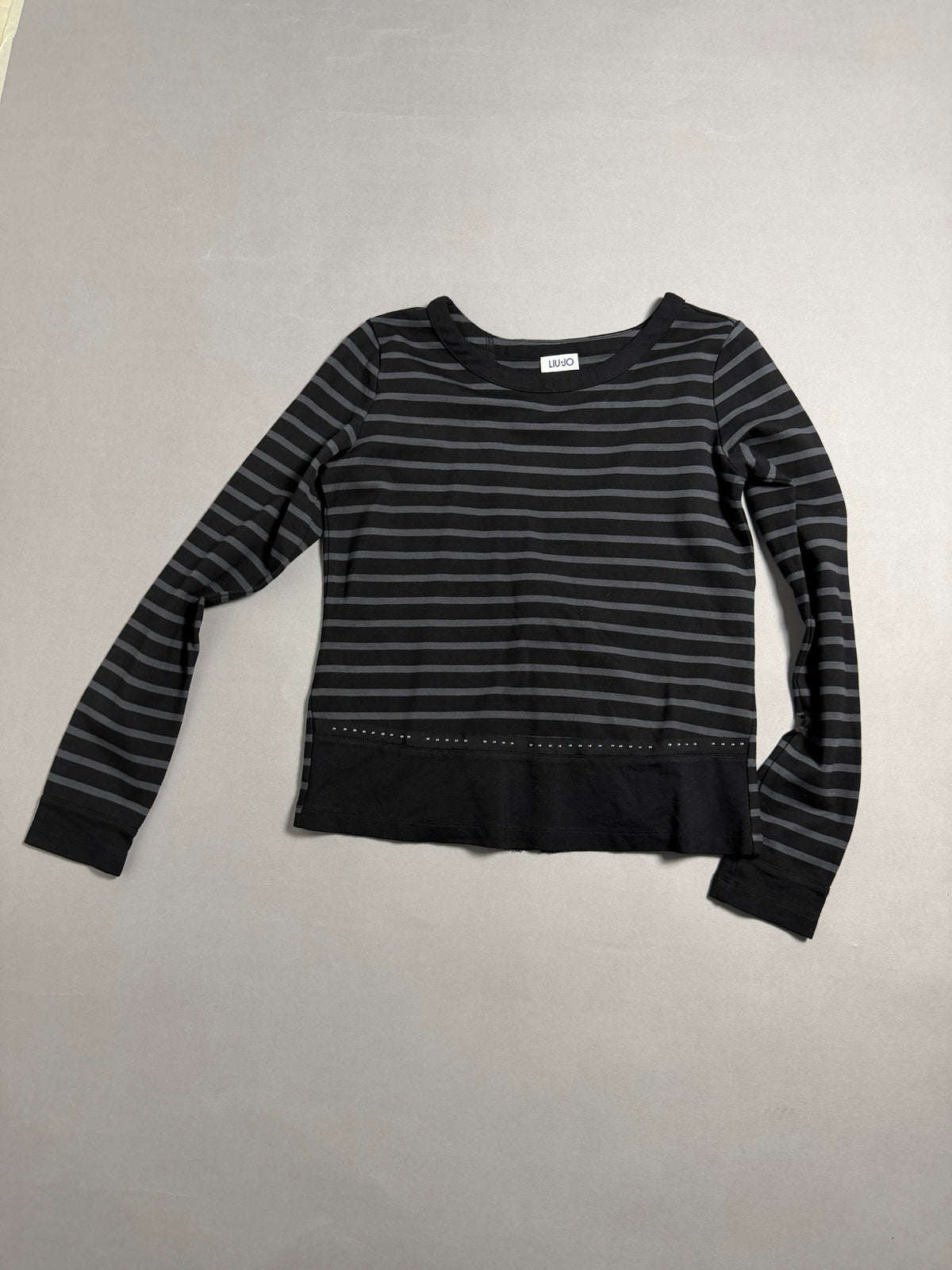 Maglia a Maniche Lunghe a Righe LIU JO con Inserto in Pizzo - Taglia S