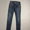 Jeans skinny blu scuro Twin-Set con decorazioni di strass sulle tasche anteriori