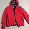 Giacca bambino reversibile Pyrex lato rosso con cappuccio e bande logate