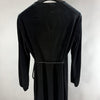 Retro del vestito Zara Woman nero in velluto con maniche lunghe e gonna svasata