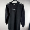 Abito felpa PYREX Kids nero lurex con logo bianco e bande sulle spalle